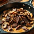 Biefstuk met champignons en whiskeysaus