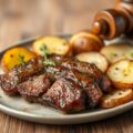 Biefstuk met gebakken aardappels