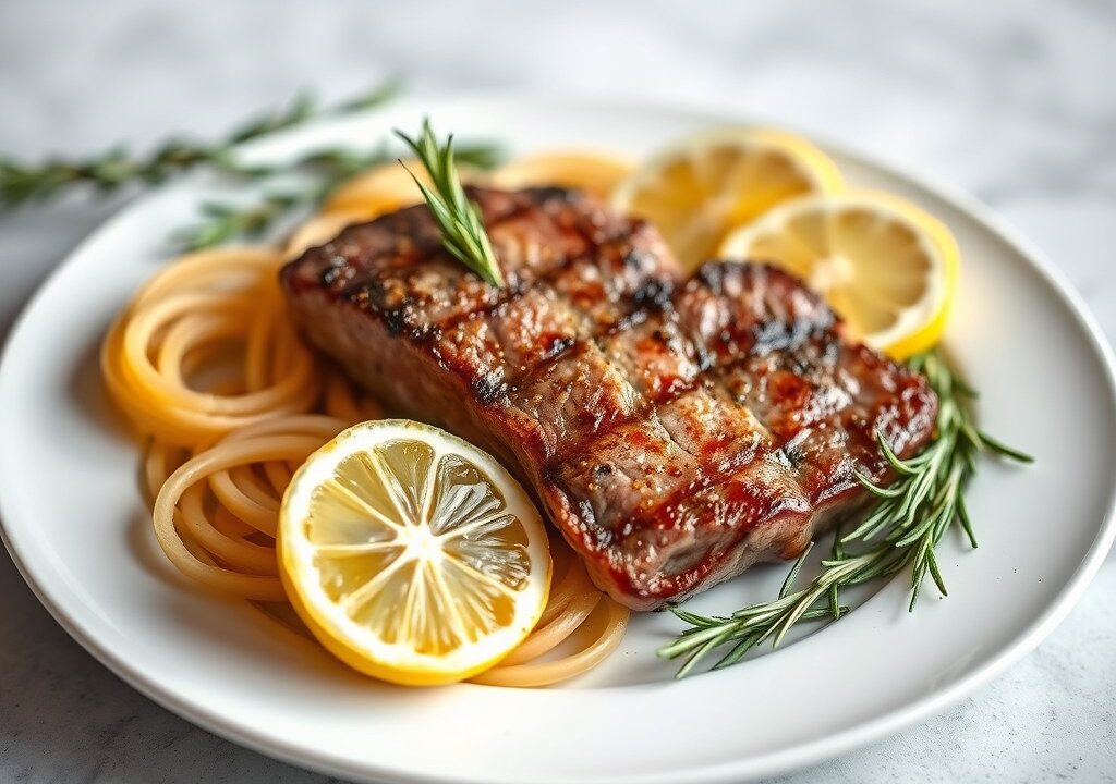 Biefstuk tagliata, AI-gegenereerde illustratie