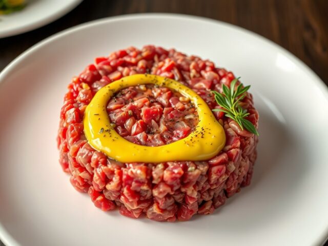 Biefstukjes tartaar met mosterdsaus