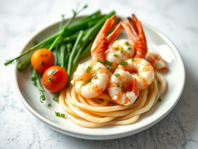 Bintje met scampi en oesterzwammen