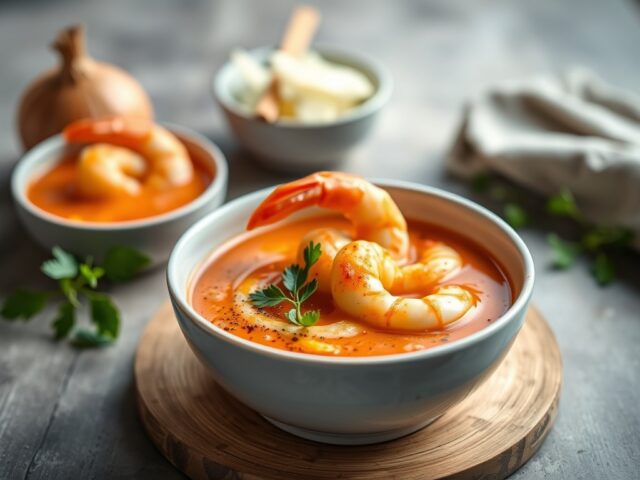 Bisque van garnalen met rouille — AI-gegenereerde illustratie