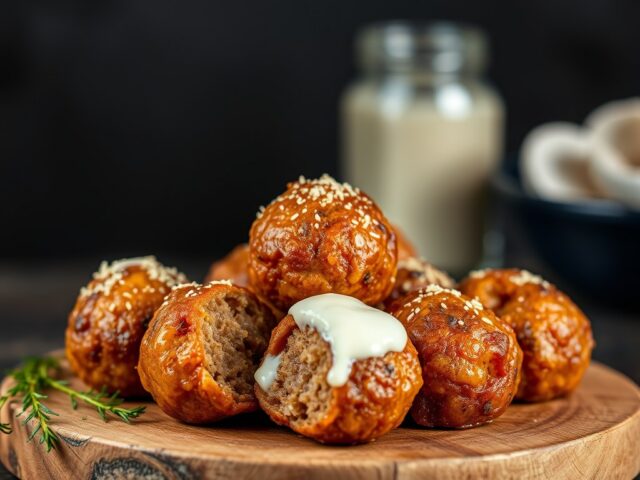 Bitterballen met een vulling van brabantse bloedworst