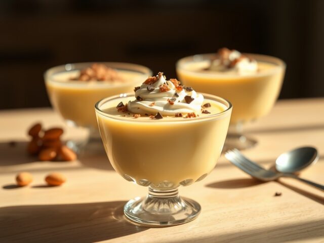 Bitterkoekjesvla of pudding