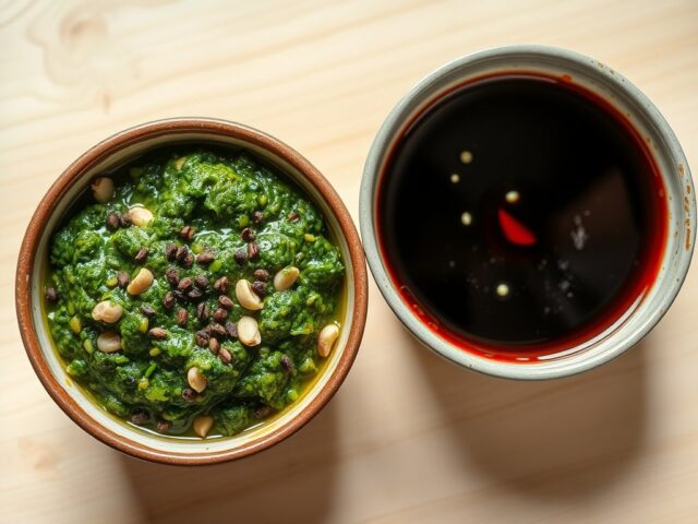 Black Pepper Pesto en Black Pepper Vinaigrette