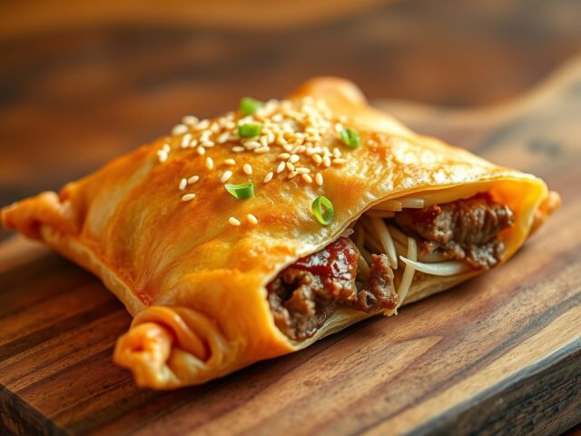 Bladerdeeg gevuld met shoarma