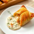 Bladerdeegenvelopje met krab en pastis