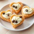 Bladerdeeghartjes met rozijnencrème