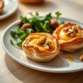 Bladerdeegpasteitjes met fondue van brie en walnoot