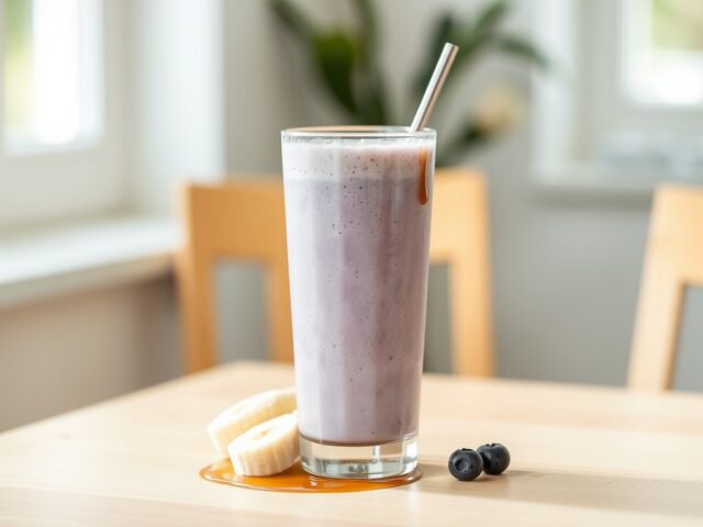 Blauwe bessen-bananenshake