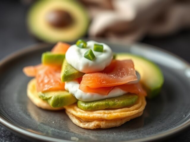 Blini’s met avocadoroom en zalm