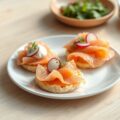 Blini’s met gerookte zalm, en gerookte paling