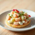 Blini met garnaalsalade