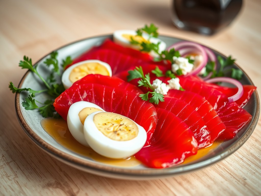 Bloedrode zalm, AI-gegenereerde illustratie