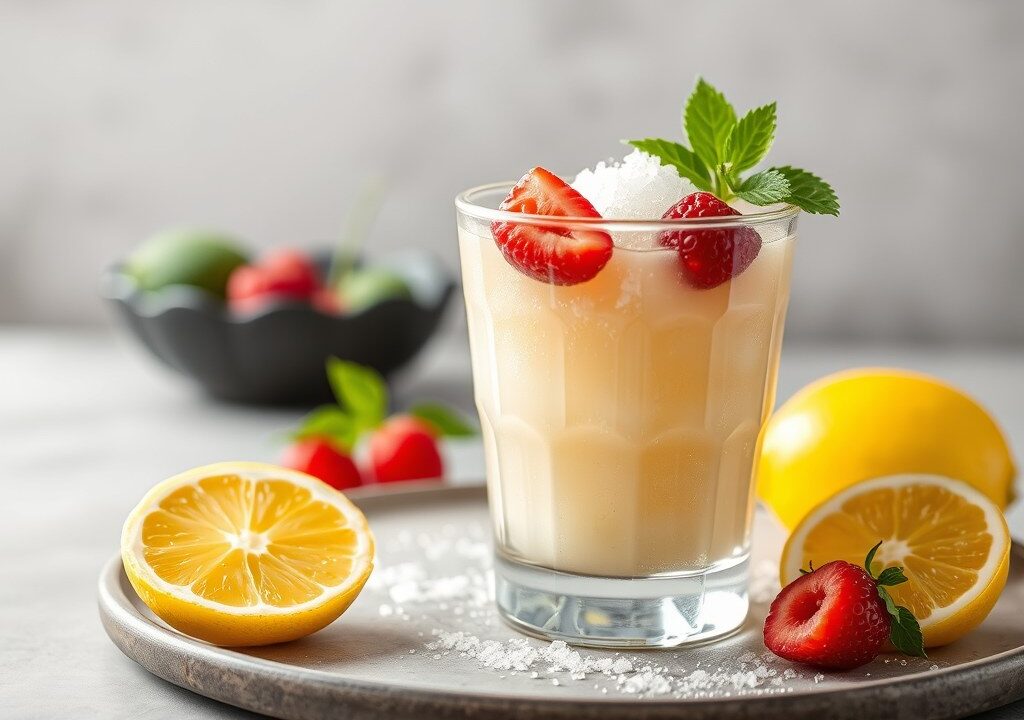 Bloedsinaasappel granita, AI-gegenereerde illustratie