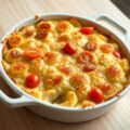 Bloemkoolgratin met aardappelen en kerstomaatjes