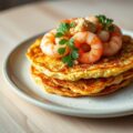 Bloemkoolpannenkoekjes met garnalen