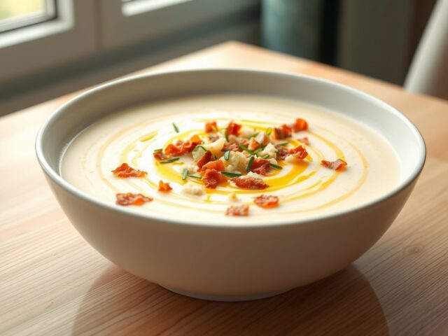 Bloemkoolsoep met spek en gorgonzola