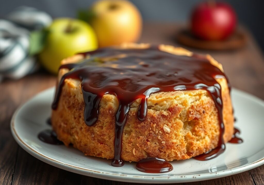 Boerencake met Appel en Chocoladeglazuur, AI-gegenereerde illustratie