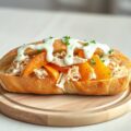 Boerenstokbrood met gepocheerde kip, sinaasappel en yoghurtdressing
