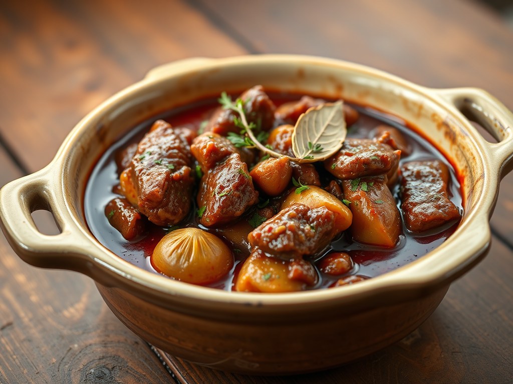 Boeuf bourguignon, AI-gegenereerde illustratie
