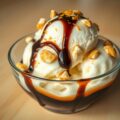 Bokkepootjesijs met chocoladesaus