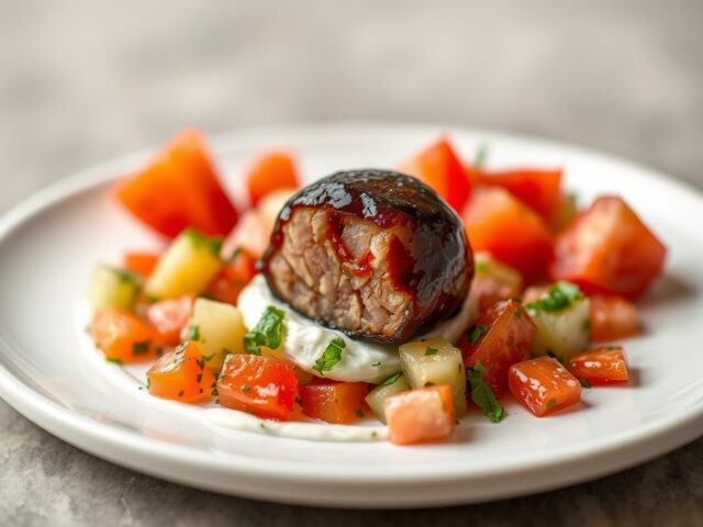 Bonbon van tonijn met komkommersalsa