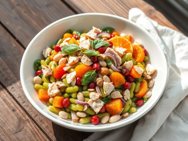 Bonensalade met tonijn en amandelen