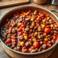 Bonenschotel met salami (1 pansgerecht)