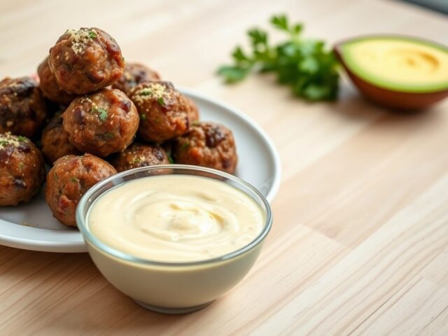 Borrelballetjes uit de oven met knoflooksaus