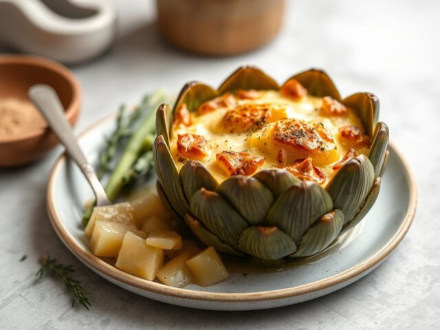 Borrelhapje: Artisjok gratin — AI-gegenereerde illustratie
