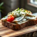 Boterham met haring en Brusselse kaas