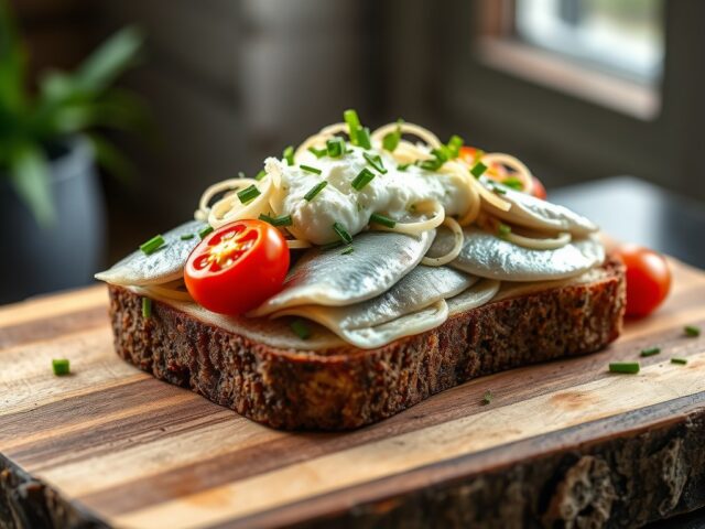 Boterham met haring en Brusselse kaas