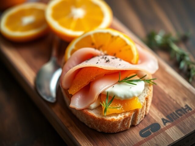 Boterham met mascarpone en sinaasappel — AI-gegenereerde illustratie