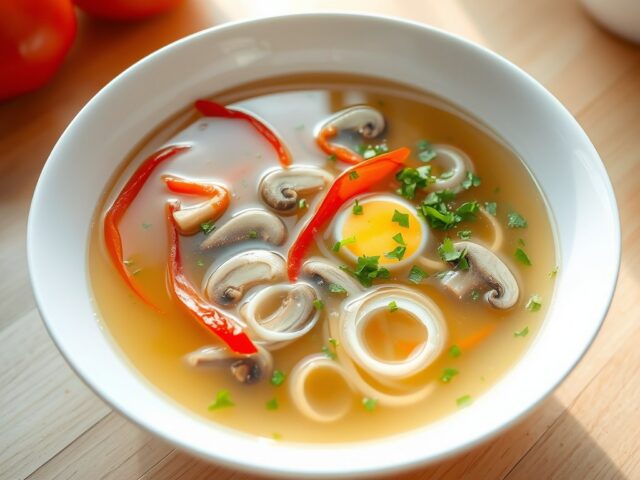 Bouillon met ei en paprika