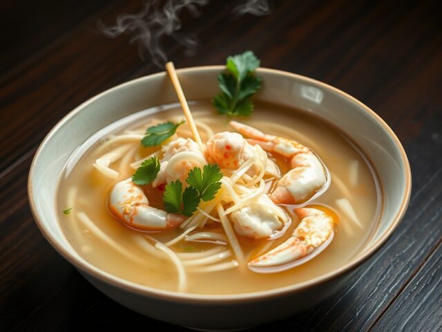 Bouillon met krab en citroengras