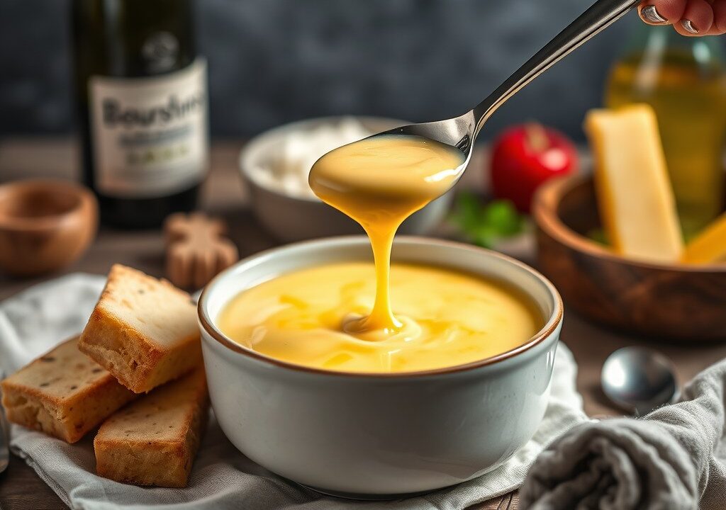 Boursin’s kaasfondue — AI-gegenereerde illustratie