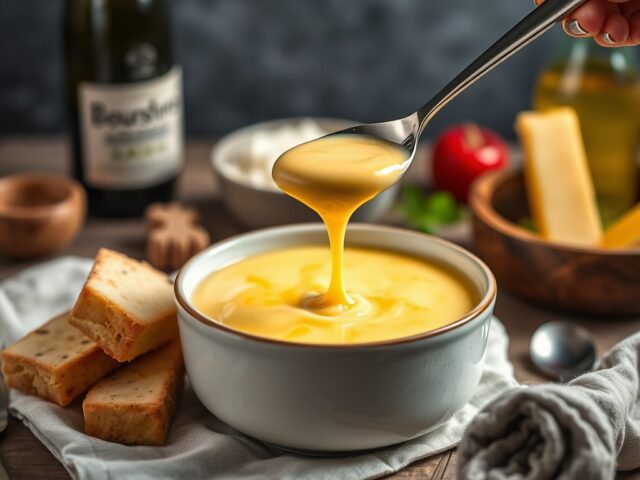 Boursin’s kaasfondue — AI-gegenereerde illustratie