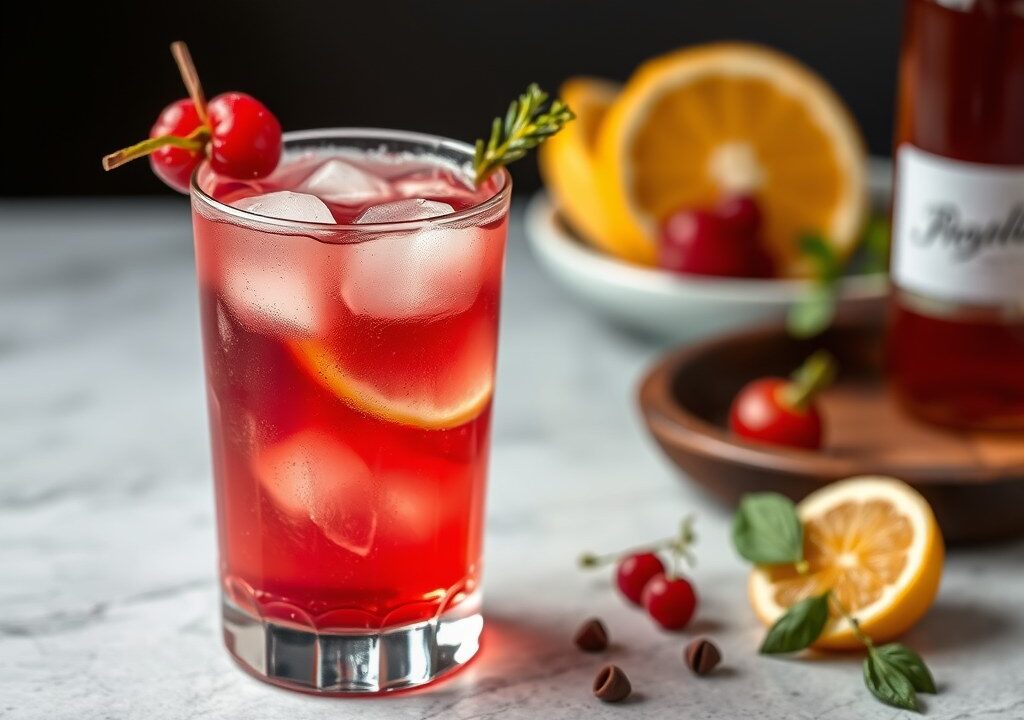 Brandy Rose cocktail — AI-gegenereerde illustratie