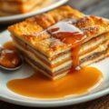 Bread en butterpudding met whiskey-marmelade en butterscotch-saus