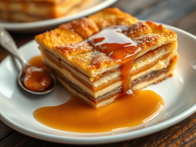 Bread en butterpudding met whiskey-marmelade en butterscotch-saus