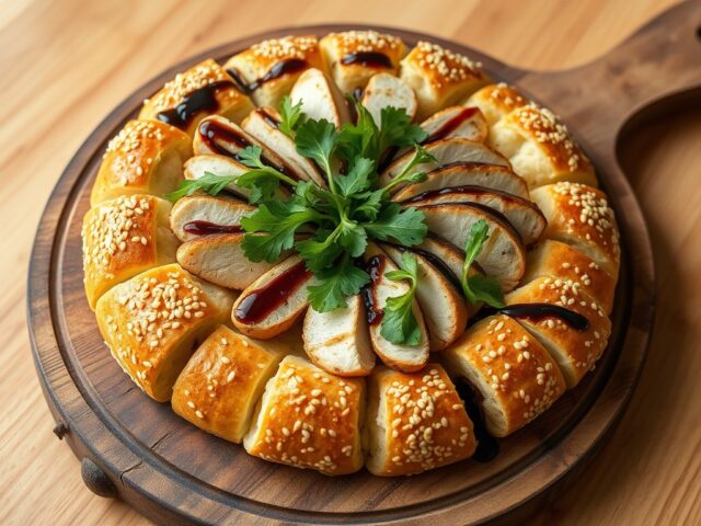 Breekbloembrood met gegrilde kip en honing