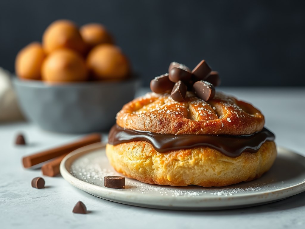 Bretonse eierkoek met chocolade, AI-gegenereerde illustratie