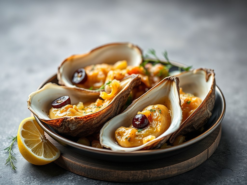 Bretonse oesters (12 stuks), AI-gegenereerde illustratie