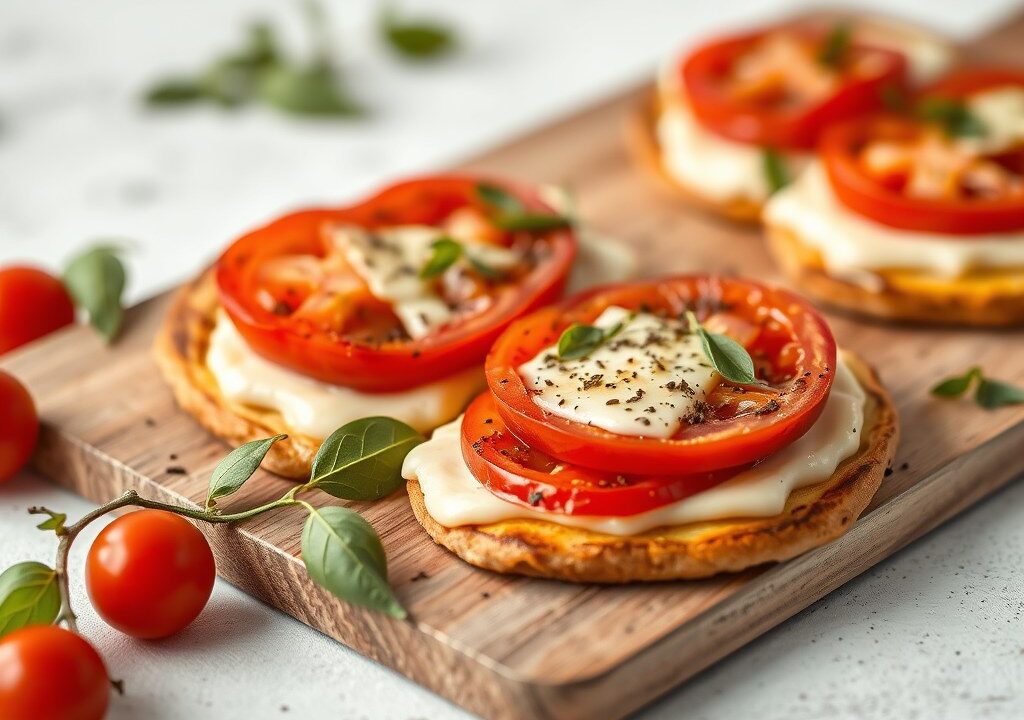 Brie-tomaten pizzaatjes, AI-gegenereerde illustratie