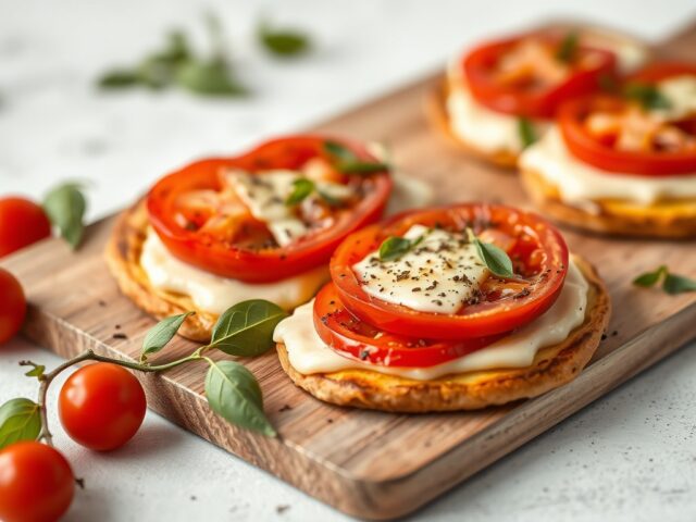 Brie-tomaten pizzaatjes — AI-gegenereerde illustratie