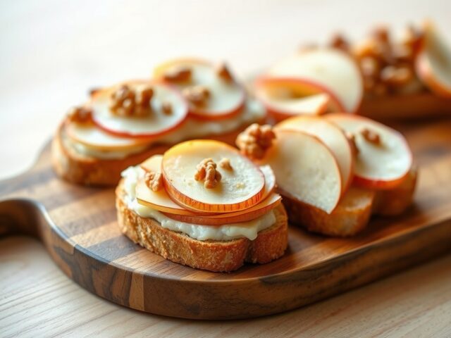 Briecrostini met appelen walnoot