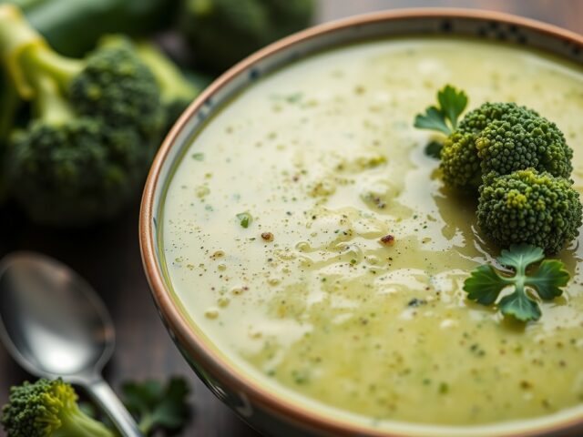 Broccoli-komkommersoep — AI-gegenereerde illustratie
