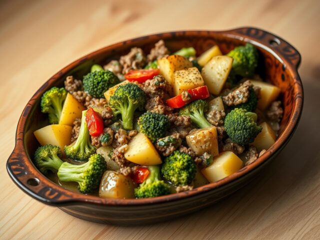 Broccoli met gehakt en room-tuinkruiden