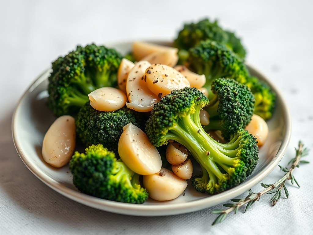 Broccoli met knoflookboter, AI-gegenereerde illustratie